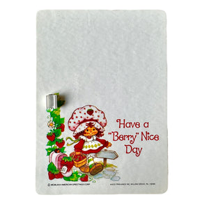 Tablero de notas con mensaje en miniatura de Strawberry Shortcake, vintage, 1980, para escribir y borrar en seco, 7 x 5 pulgadas, Have a Berry Nice Day