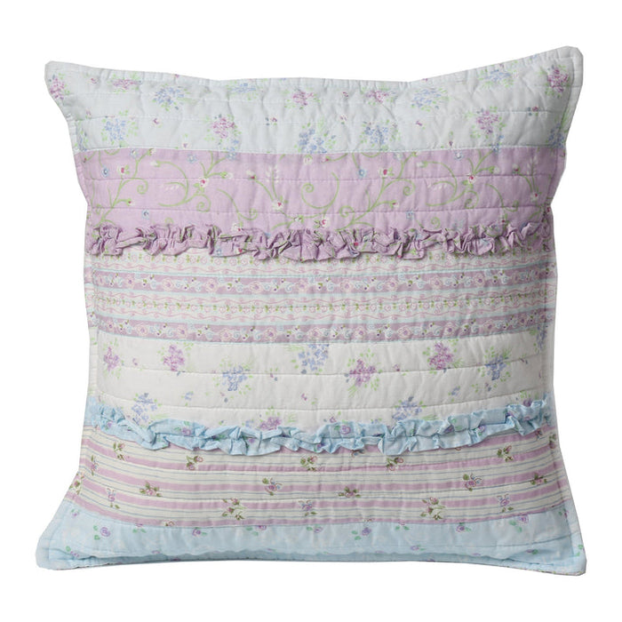 Coussin décoratif en coton à volants en dentelle de couleur lavande romantique et féminine, style shabby chic, 40,6 x 40,6 cm, pour fille