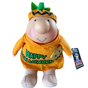 Vintage Rare HAPPY HALLOWEEN Ziggy Orange Pumpkin Costume Plush Toy Rag Message Doll 7" 2005 Collectible