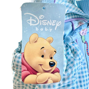 Nueva bolsa de pañales vintage grande para bebé con cuadros vichy azules de Winnie The Pooh y bolsillos ajustables