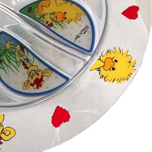 Little Suzy's Zoo Baby/Toddler Divided Bowl Food Dish Plate 7" Witzy Duck, Patches Giraffe, Hearts & Ladybugs