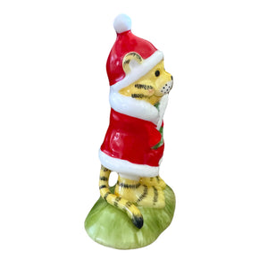 Rare Vintage Suzy’s Zoo Christmas Tiger Bone China Figurine Collectible Statue by Suzy Spafford 1979 Enesco