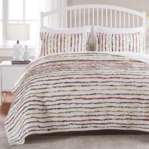 Modern Feminine Shabby Chic White & Rainbow Ruffled Girls Bedding Twin Full/Queen King Bedspread Quilt Set Cotton Ivory w/ Multicolor Ruffles