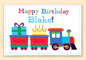 Birthday Train Personalized Kids Placemat 18" x 12" with Alphabet - Name & Age - Custom USA
