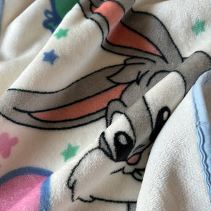 Vintage 2000 Rare Baby Looney Tunes Bugs Bunny with Balloons Infant Crib Blanket Luxury Plush Throw 30" x 42"