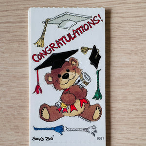 Vintage Rare Suzy’s Zoo Willie Bear Congratulations Graduation Single Character Sticker Sheet 2" x 3.5"