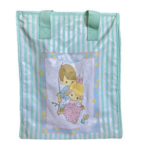 Bolso de pañales vintage raro Precious Moments para bebé, niño y niña, unisex, Together Time, tamaño mediano, verde menta, década de 1990