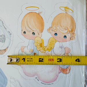 Centre de table en papier vintage Precious Moments Angels on Clouds 13" avec croix Baptême Première communion Confirmation Religieux Chrétien