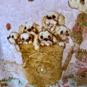 Vintage Rare Precious Moments Baby Crib Toddler Little Girl Dogs Puppies Blanket Cheerful Giver Luxury Plush Raschel Thick Velvet Velour Minky Throw 43" x 50”