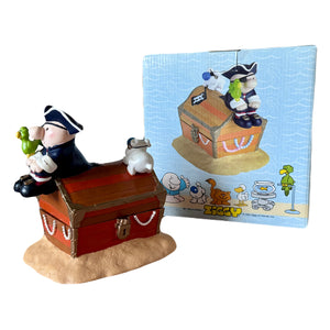 Vintage Pirate On A Treasure Chest Ziggy & Dog Fuzz Figurine by Tom Wilson Collectible 6" Trinket Storage Box 1998 Dylan Designs