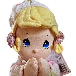 Vintage Talking Precious Moments 9" Baby Girl Plush Prayer Pal Doll Soft Rag Pink Pajamas PJs Bedtime Praying Toy Baby Shower Gift