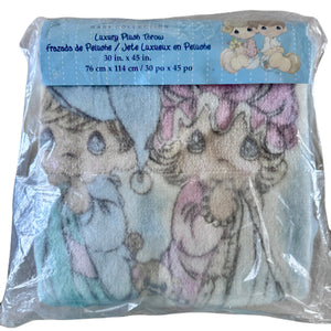 New Vintage Precious Moments Bedtime Pajamas Girl Boy Baby Blanket Luxury Plush Crib Throw 30" x 45" Sweet Dreams Velour Velvet Thick Minky