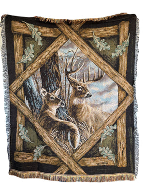 48" x 60" Buck & Doe Woven Blanket by Milette