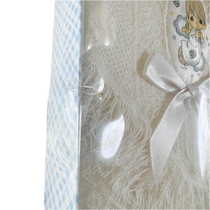 Vintage New Precious Moments White Baby Blanket with Angel Applique Boxed Gift Shawl Afghan Crib Throw Nap-Time Gift Set 2002