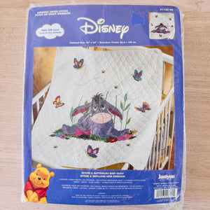 Kit de edredón y manta para cuna de bebé de punto de cruz de Winnie The Pooh, burro con mariposas, de Walt Disney, 34" x 43" o instrucciones con patrón en formato PDF