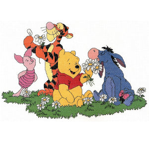 Vintage Rare Disney Winnie The Pooh Bear Counted Cross Stitch Kit 'Daisies' by Debbie Minton Designer Stitches D29 from 1999