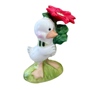 Rare Vintage Suzy’s Zoo Christmas White Duck Bone China Figurine Collectible Statue by Suzy Spafford 1979 Enesco