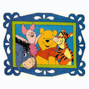 Vintage New Rare Walt Disney Winnie The Pooh Bear & Friends Framed Portrait Counted Cross Stitch Kit or PDF Chart Pattern Instructions Debbie Minton D49