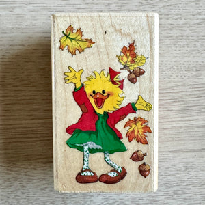 New Vintage Suzy's Zoo Suzy Ducken Wooden Rubber Stamp by Rubber Stampede Autumn Fun 2803E