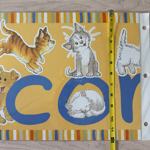 Bannière horizontale de bienvenue vintage Suzy's Zoo Wags &amp; Whiskers Cats &amp; Dogs 4 FT 2005 Produit pour enseignant en classe