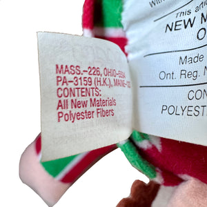 Vintage Ziggy Christmas Elf Reindeer Slippers Plush Rag Doll I LOVE YOU 7" 1988 Collectible Tom Wilson Soft Plush Stuffed Toy Red Green Striped Top & Santa Hat