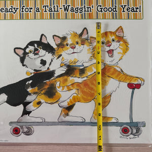 Ensemble de grands tableaux d'affichage vintage et rare Suzy's Zoo Wags &amp; Whiskers Cats &amp; Dogs Paw Print « Bienvenue dans notre classe » Produit pour enseignant en classe