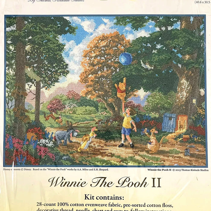 Kit de point de croix compté vintage « Les rêves de Disney Winnie l'ourson II » de grande taille 16" x 12" par Thomas Kinkade ou instructions de motif de graphique PDF 2014 MCG Textiles