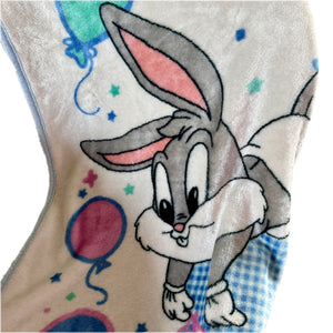 Vintage 2000 Rare Baby Looney Tunes Bugs Bunny with Balloons Infant Crib Blanket Luxury Plush Throw 30" x 42"