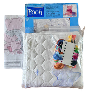 Kit de edredón y manta para cuna de bebé, diseño vintage, nuevo y raro, con estampado de oso Winnie The Pooh de Walt Disney, con punto de cruz y tarro de miel, regalo para bebé, instrucciones de patrón en PDF, 34" x 43"