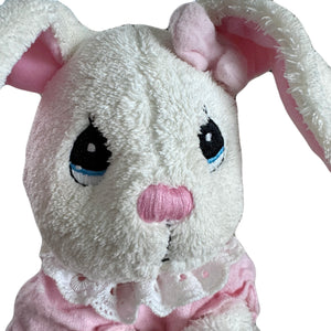 Vintage Rare Talking Precious Moments 9" Baby White & Pink Girl Bunny Rabbit Plush Prayer Pal Doll Soft Rag Bedtime Collectible Stuffed Animal Praying Toy