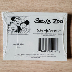 Vintage Suzy's Zoo Stick'ems Mini Memo Note Pad Self-Stick Removable Notes 40 Sheets - Snail Ladies