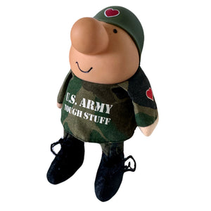 Muñeco de trapo de peluche Ziggy vintage de 1986 de 7 pulgadas, soldado militar del ejército de EE. UU., juguete de peluche coleccionable con camuflaje y corazón de amor