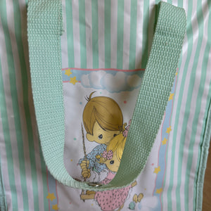 Rare Vintage Precious Moments Baby Diaper Bag Boy & Girl Unisex Together Time Medium Size Mint Green 1990s