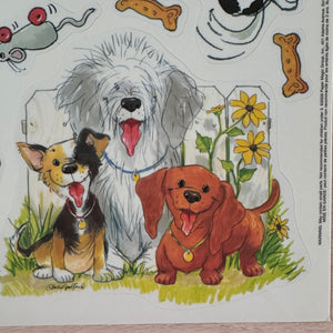 Lot de 5 autocollants vintage pour fenêtre 12" x 17" Feuille Wags &amp; Whiskers Chats et chiens École Salle de classe Enseignant Produit