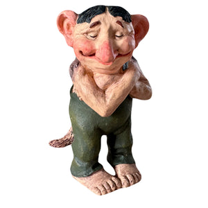 Nueva y rara estatua de resina de troll de la casa de 4,5" de Rien Poortvliet, Países Bajos, colección de 2000, con aldeas de gnomos de jardín en el bosque, de estilo clásico y vintage