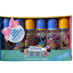 Biberons Disney Babies vintage neufs et rares 9 oz - Lot de 6 Mickey Minnie Mouse Dog Pluto 6-18 mois Biberons à débit rapide