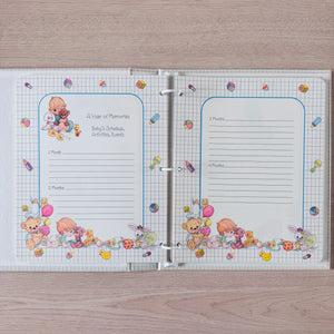New Vintage 1995 Precious Moments Baby Memory Book of First Years Refillable Keepsake Expandable Scrapbook Photo Album "Precious Baby' Angel on Cloud Hallmark