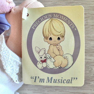 Vintage New Precious Moments 'Heaven Bless You' Girl Plush Wind Up Doll with Toys Musical Baby Nursery Toy 10" Rare Collectible 1999