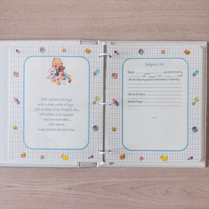 New Vintage 1995 Precious Moments Baby Memory Book of First Years Refillable Keepsake Expandable Scrapbook Photo Album "Precious Baby' Angel on Cloud Hallmark