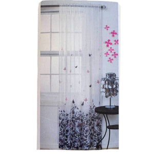 Butterfly Print White Black Pink Window Curtain Sheer Panel Butterflies 52 x 84