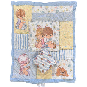 Vintage New Precious Moments Precious Babies & Animals Boy & Girl with Puppy 2pc Nursery Crib Bedding Set