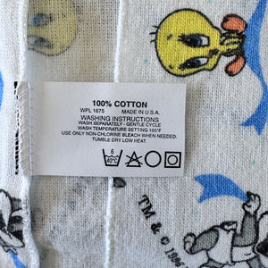 Vintage NEW Baby Looney Tunes Tweety and Bugs Bunny Unisex Flannel Receiving Blanket 30" x 40" By Gerber Childrenswear 1997