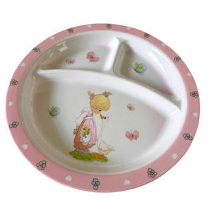 Juego de regalo para la hora de comer para niño y niña Precious Moments: plato, tazón, cuchara, tenedor, regalo para baby shower para niños de 4 piezas en rosa o azul