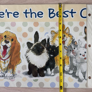 Banner horizontal de bienvenida de 4 pies con diseño de gatos y perros de Duckport, Wags &amp; Whiskers, vintage de Suzy's Zoo, libra por libra, producto para el aula escolar y docente