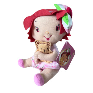 Rare New Baby Strawberry Shortcake with Bear Soft Rag Doll Stuffed Plush Fabric Toy by Kellytoy 2007