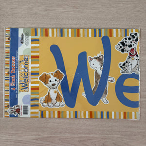 Bannière horizontale de bienvenue vintage Suzy's Zoo Wags &amp; Whiskers Cats &amp; Dogs 4 FT 2005 Produit pour enseignant en classe