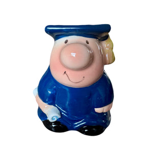 Vintage Porcelain Ziggy Graduation Gown & Diploma Statue Ceramic Figurine by Tom Wilson Collectible 3” Enesco 1989