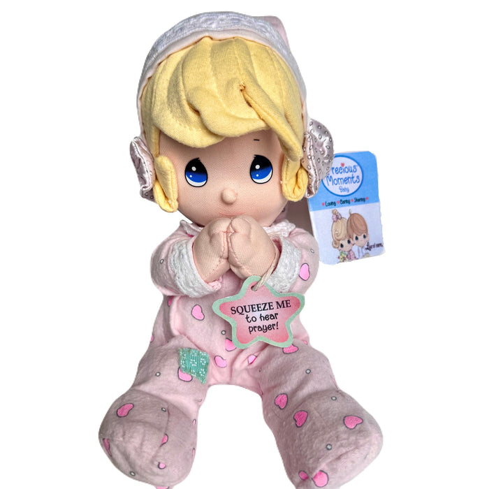 Vintage Talking Precious Moments 9" Baby Girl Plush Soft Rag Doll Pink Pajamas PJs Says Bedtime Prayer Pal Praying Toy 2002-2013 Baby Shower Gift