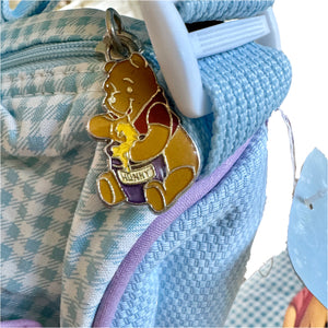 Nueva bolsa de pañales vintage grande para bebé con cuadros vichy azules de Winnie The Pooh y bolsillos ajustables