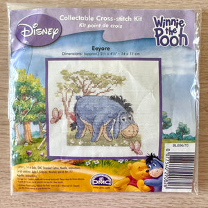 Disney Winnie The Pooh Donkey Eeyore with Butterflies Watercolor Counted Cross Stitch Kit or PDF Chart Pattern Instructions by DMC 5 1/2" x 4 1/2"